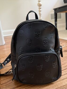Skull Monogram Mini Backpack Black Mad Engine NWOT